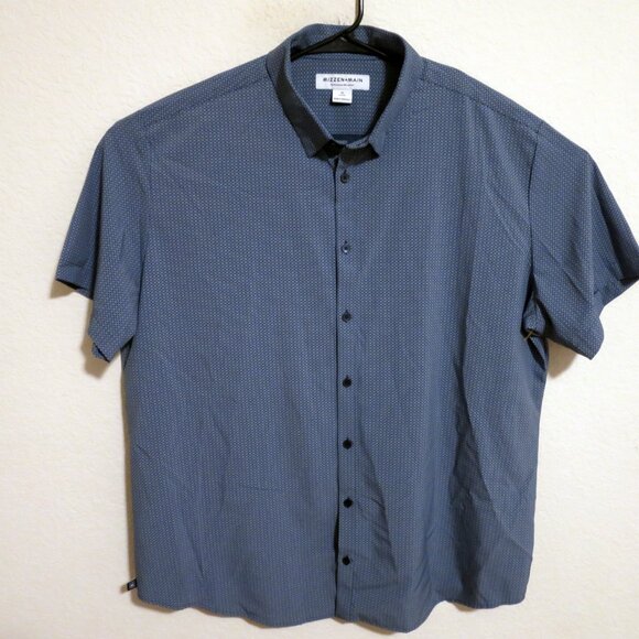 Mizzen Main Shirt Mens XL Short Sleeve Button Classic Fit Blue Circles - Picture 2 of 6